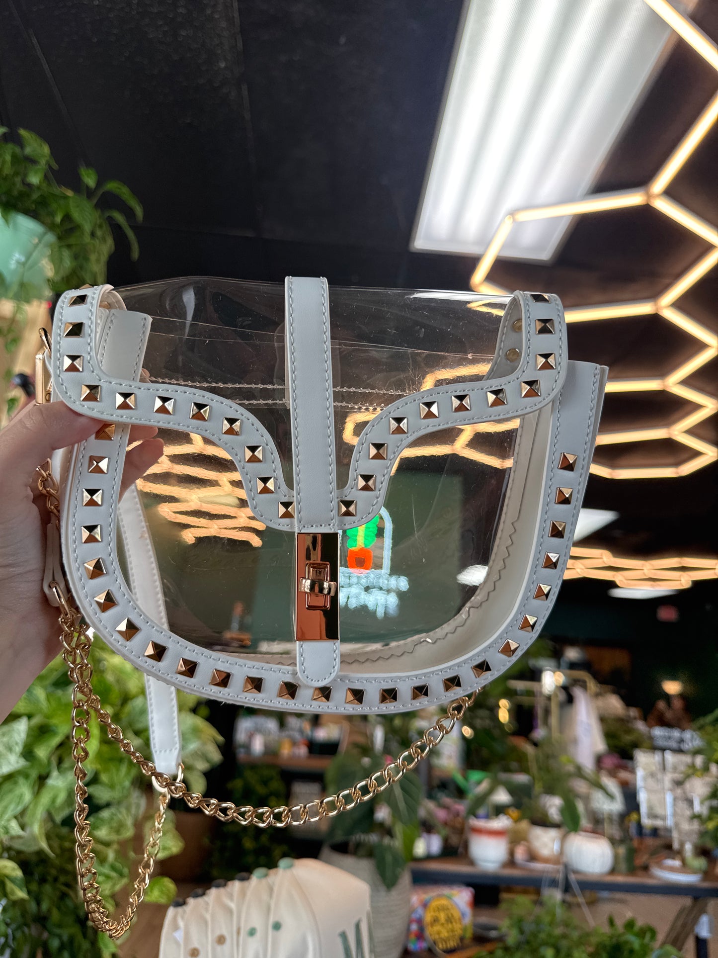 Camel Thread Clear Studded Purse