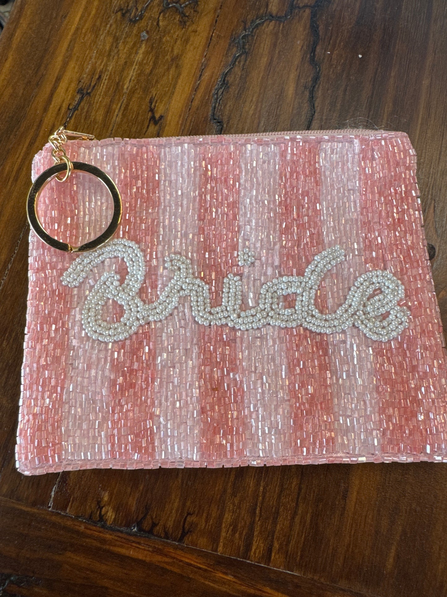 Camel Thread Beaded Coin Purse Keychain