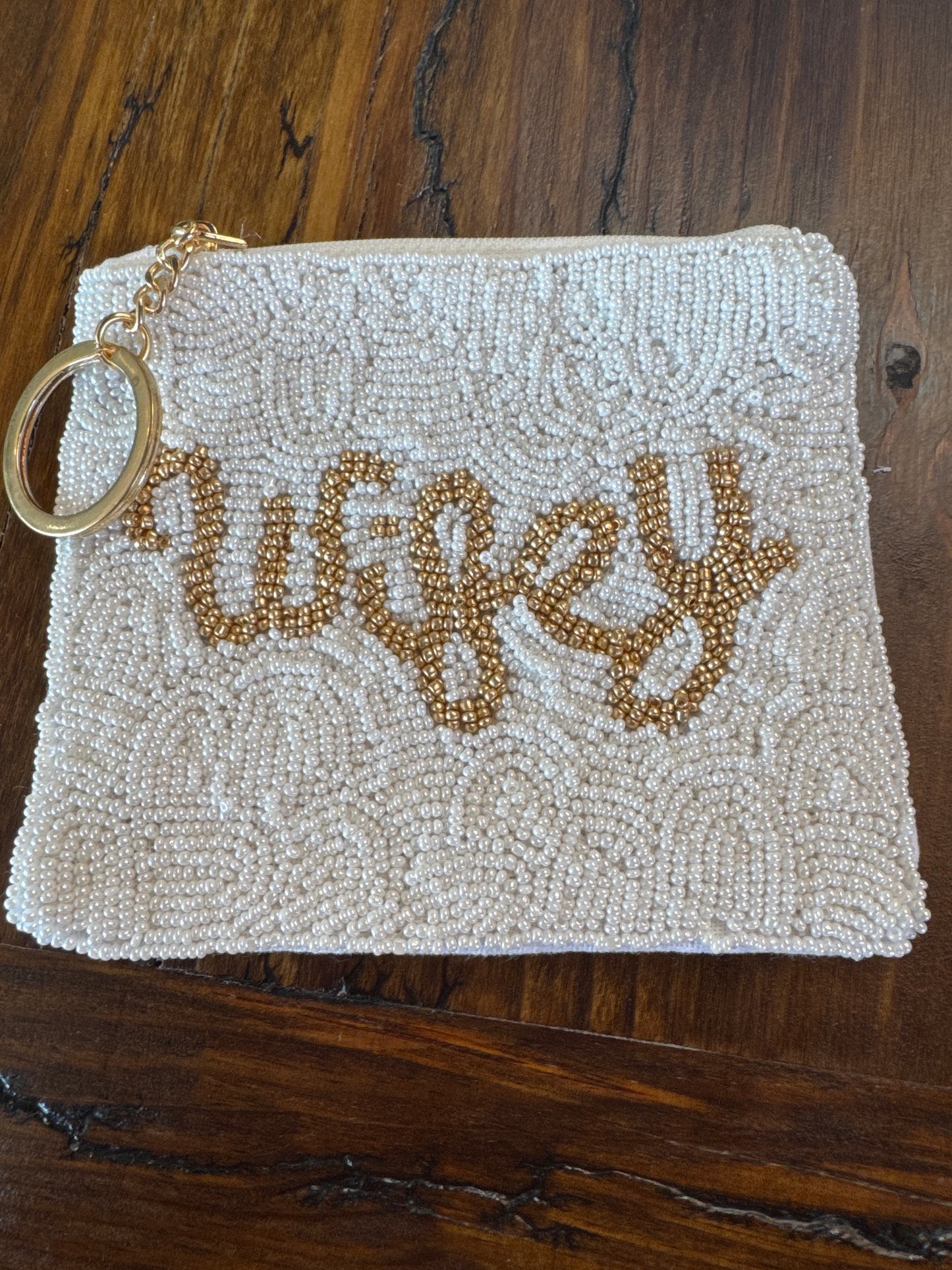 Camel Thread Beaded Coin Purse Keychain